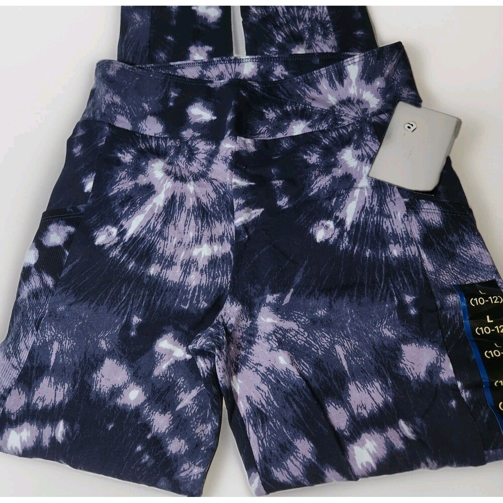 Art Class V-Waist Leggings Girls Size L (10 - 12) Navy Tie Dye Side Pockets NWT